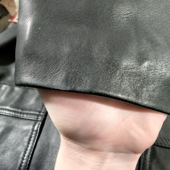 NWOT Vintage GAP Jacket Womens M Black Leather Blazer Y2K 2000s Classic Pockets - Picture 9 of 14